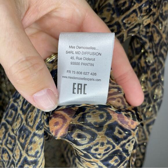 Mes Demoiselles Semi-Sheer Long Sleeve Loose Fit Button Down Shirt Size 38(6) - Picture 7 of 8